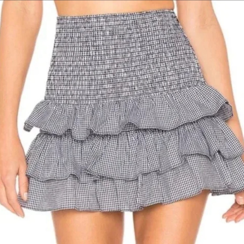 Tularosa blue gingham plaid ruffled skirt size XS